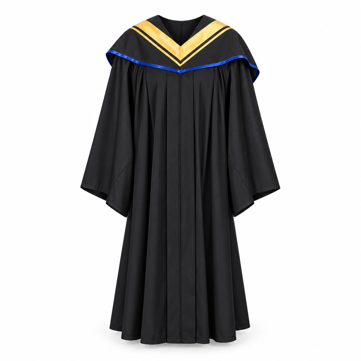 Black Graduation Gown, Gold Hood