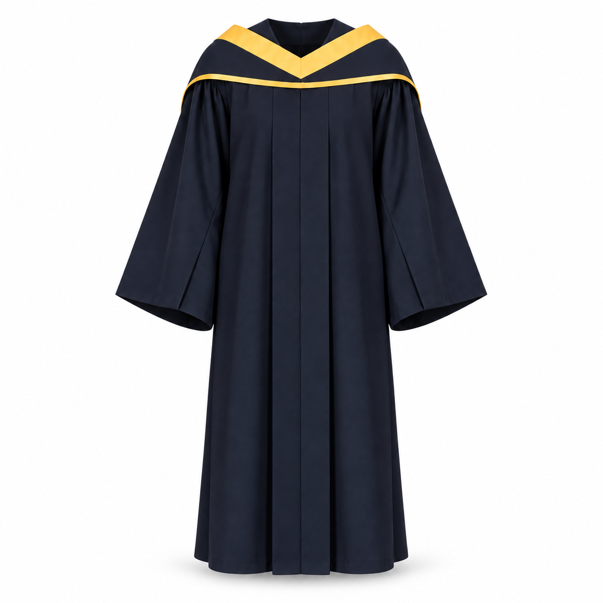 Navy Graduation Gown, Gold Trim