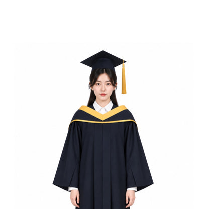 Navy Graduation Gown, Gold Trim