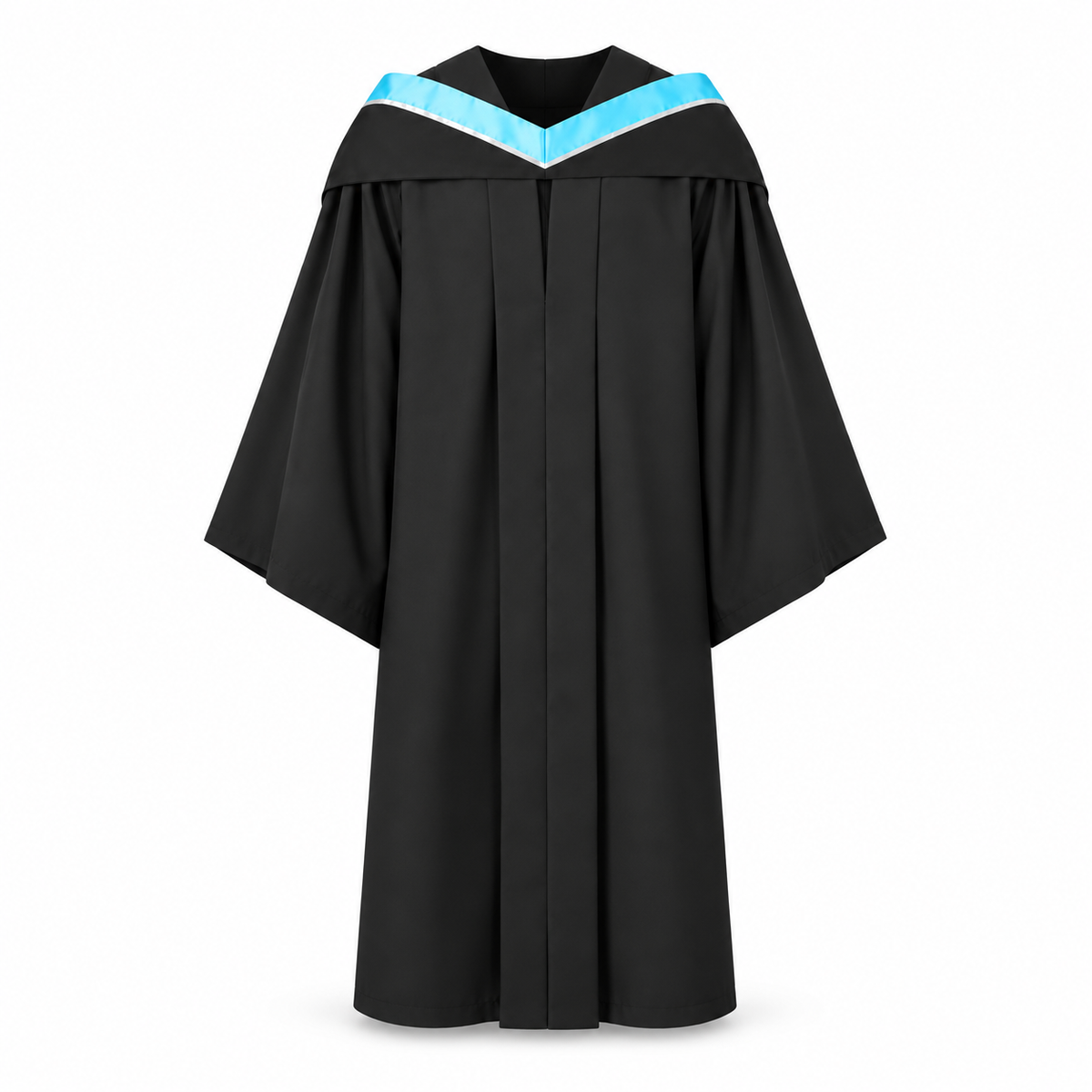 Black Graduation Gown, Light Blue Trim