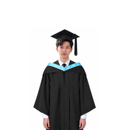 Black Graduation Gown, Light Blue Trim